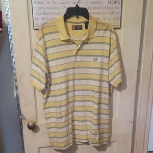 Chaps Men's Polo Shirt in Yellow and Blue Stripes
